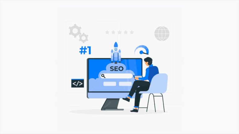 An Illustration of a guy working on SEO