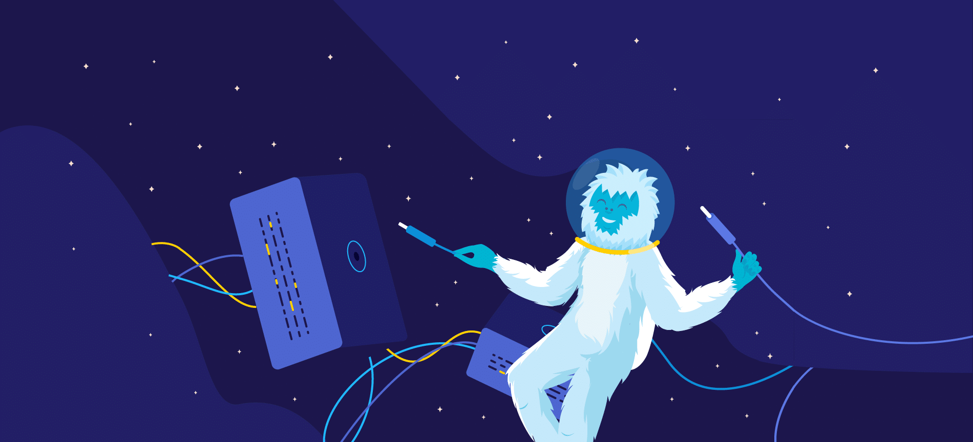 Illustration representing the latest web hosting trends for 2023.