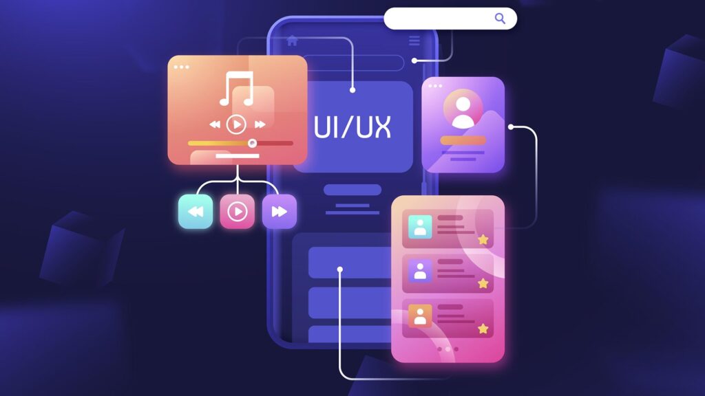 Adaptive web design layout showcasing responsive user interfaces, flexible grids, and seamless UX across multiple devices to drive conversions and scalability
